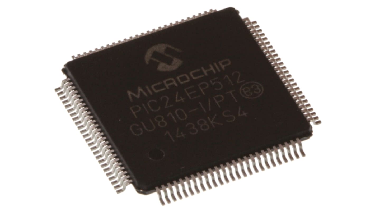 Microchip PIC24EP系列单片机, PIC内核, 100针, TQFP封装, 2CAN通道