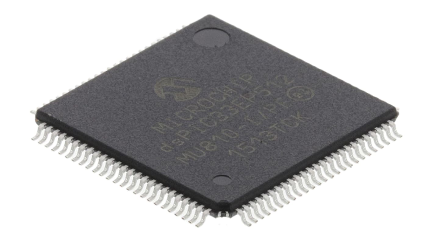 Microchip dsPIC33EP单片机, dsPIC内核, 100针, TQFP, 最大70MHz, 536 kB 闪存, 52 kB RAM