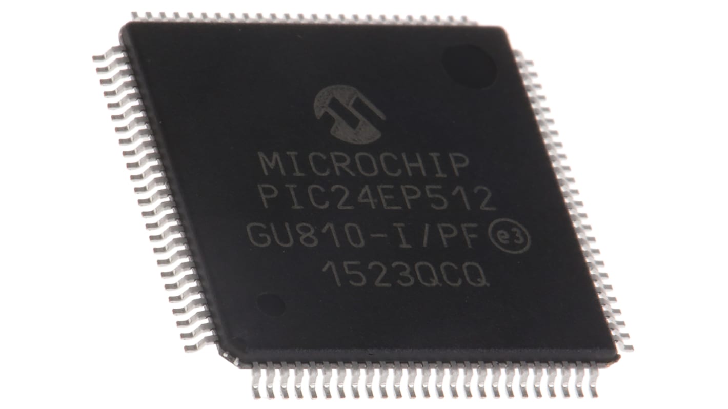 Microchip PIC24EP系列单片机, PIC内核, 100针, TQFP封装, 2CAN通道