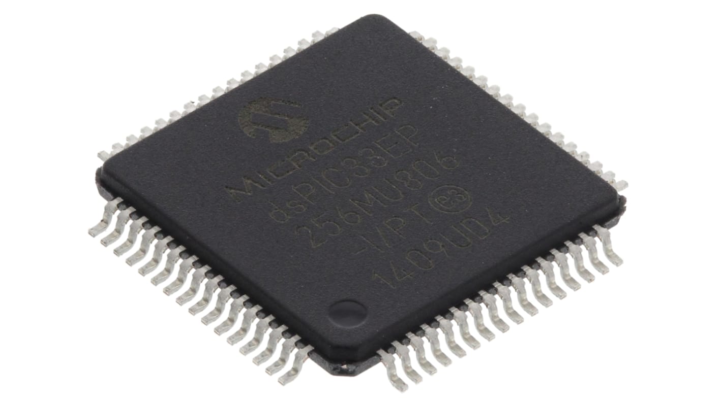 Mikrokontroler Microchip DSPIC33EP TQFP 64-pinowy Montaż powierzchniowy dsPIC 280 kB 16bit CAN:2 70MHz RAM:28 kB