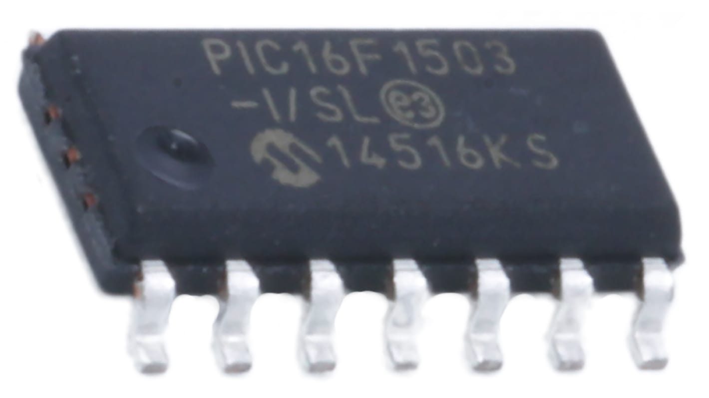 Microchip, 8bit PIC, PIC16F Microcontroller, 20MHz, 2048 words Flash, 14-Pin SOIC