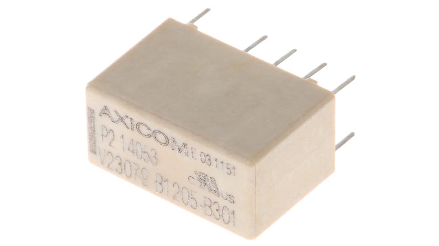 TE Connectivity PCB Mount Latching Signal Relay, 24V dc Coil, 2A Switching Current, DPDT