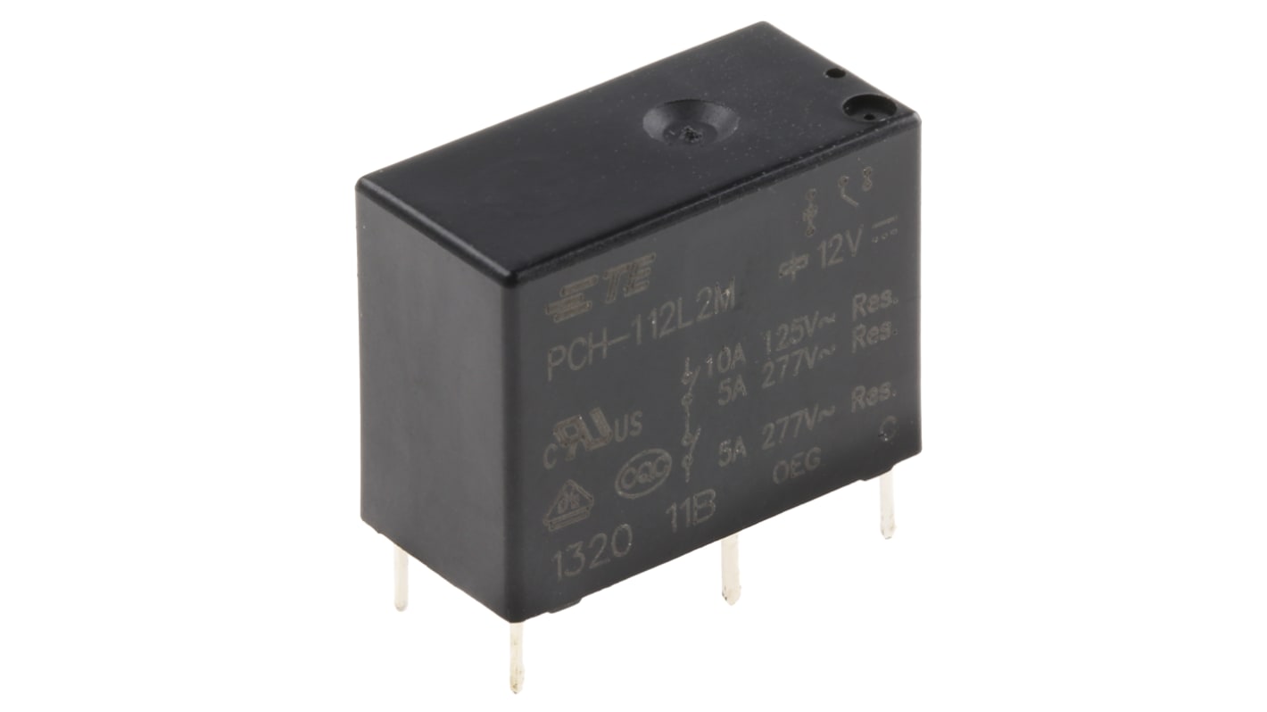 TE Connectivity PCB Mount Power Relay, 12V dc Coil, 5A Switching Current, SPST