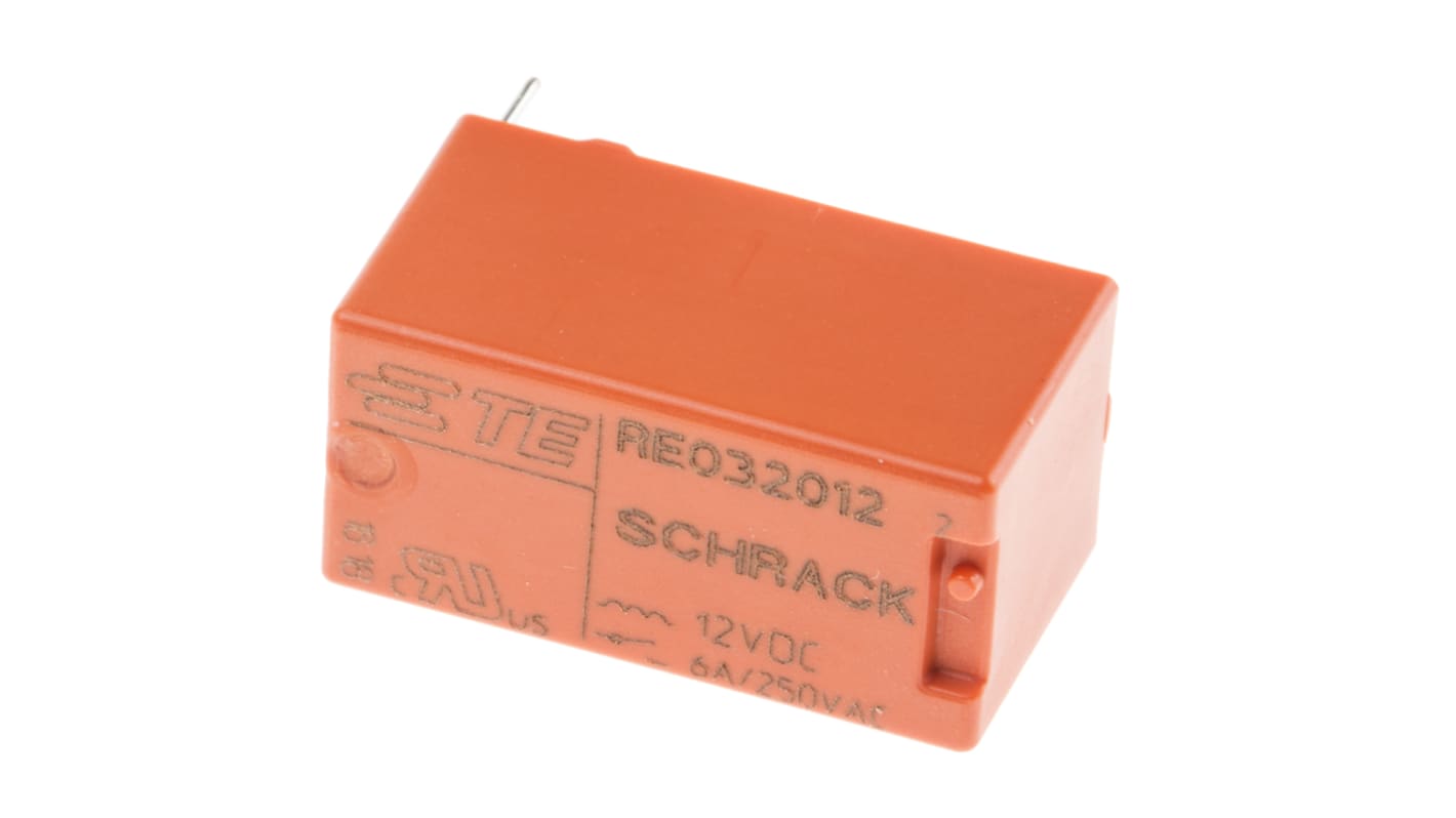 TE Connectivity PCB Mount Power Relay, 12V dc Coil, 6A Switching Current, SPST