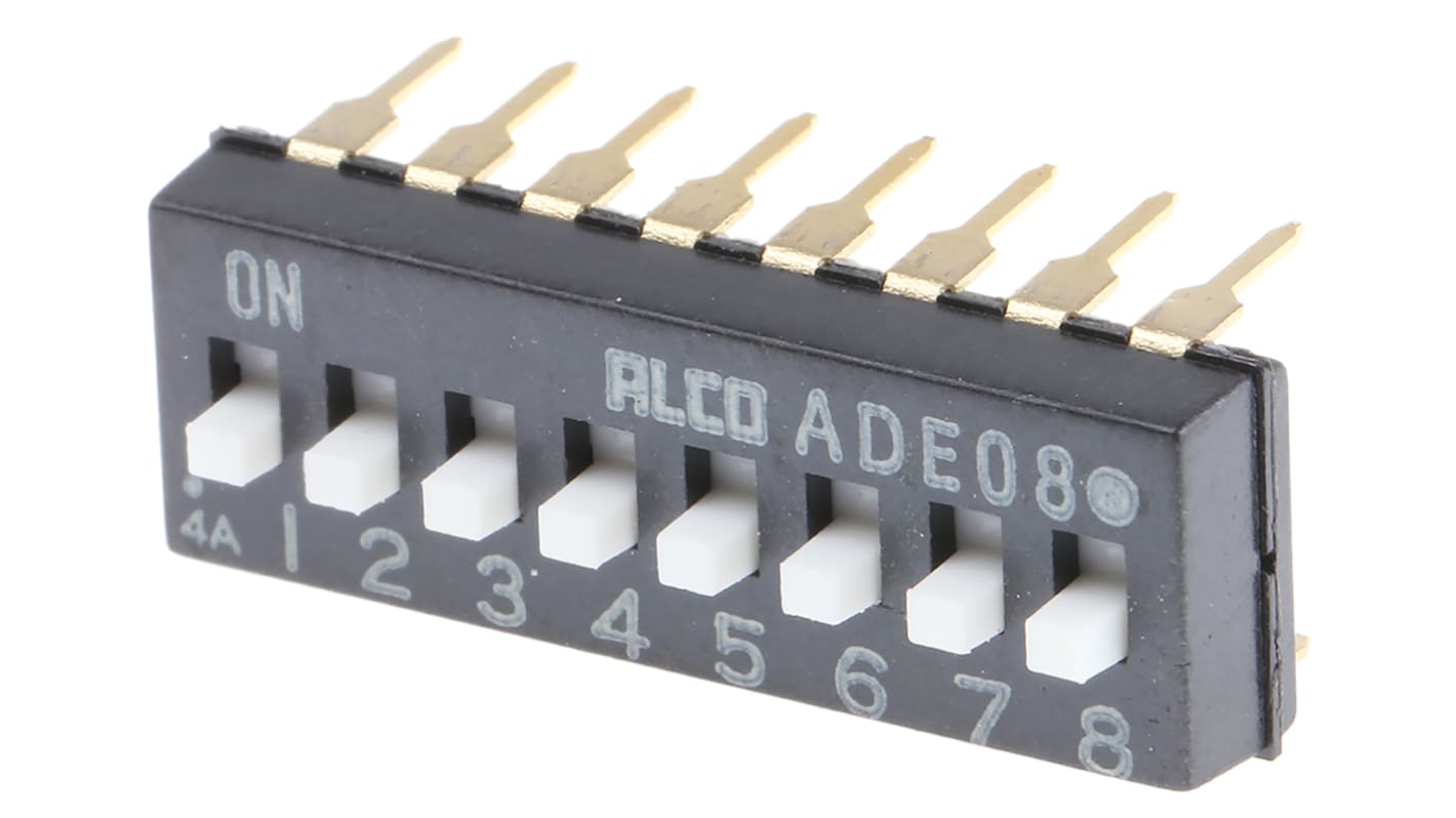 TE Connectivity 8 Way Through Hole DIP Switch SPST, Extended Slide Actuator