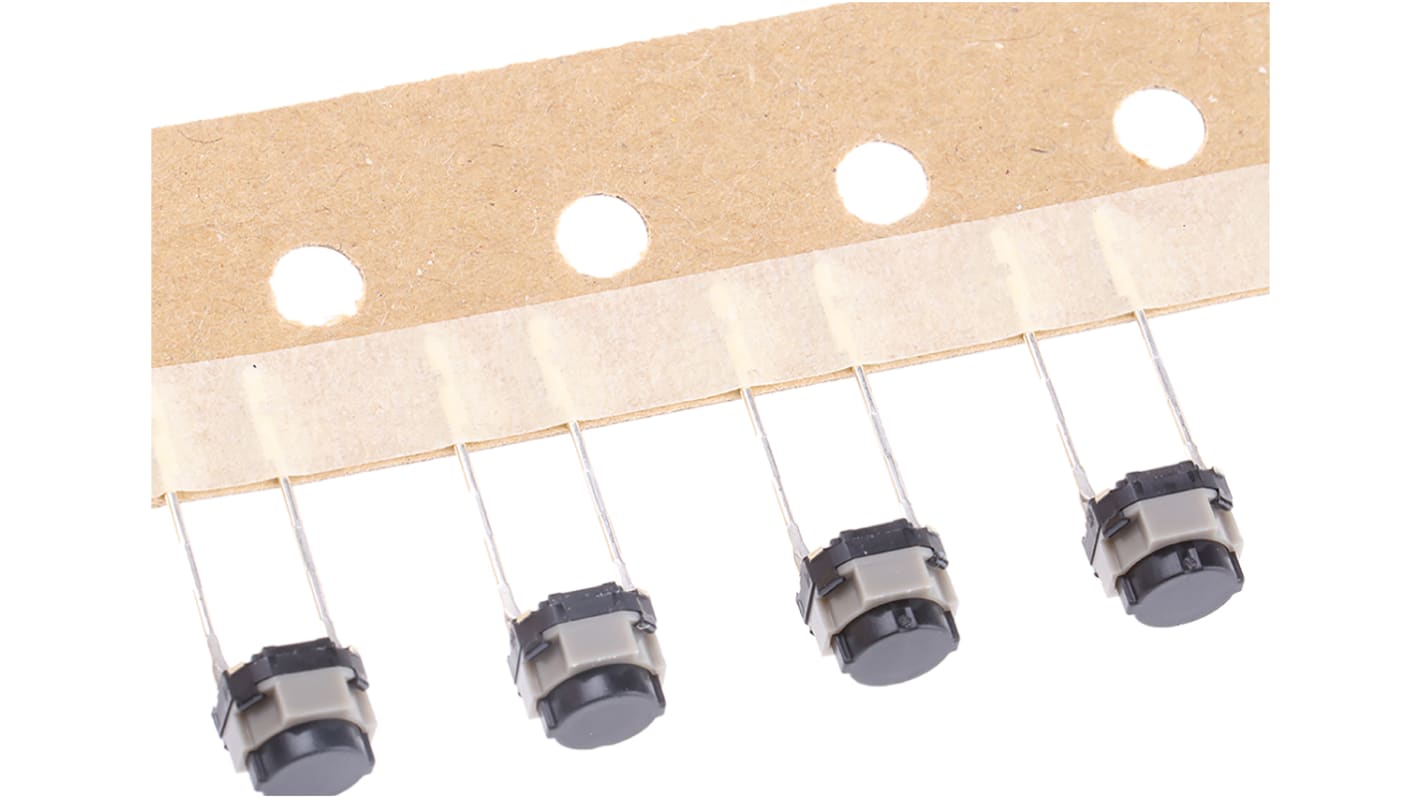 Panasonic Black Push Plate Tactile Switch, SPST 50 mA @ 12 V dc 5mm