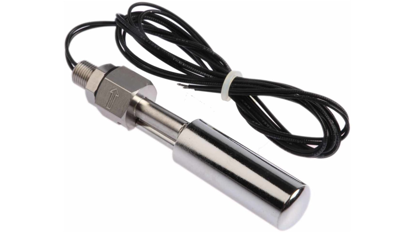 Sensata Cynergy3 SSF211 Series Horizontal Stainless Steel Float Switch, Float, 1m Cable, NO/NC, 300V ac Max, 300V dc Max