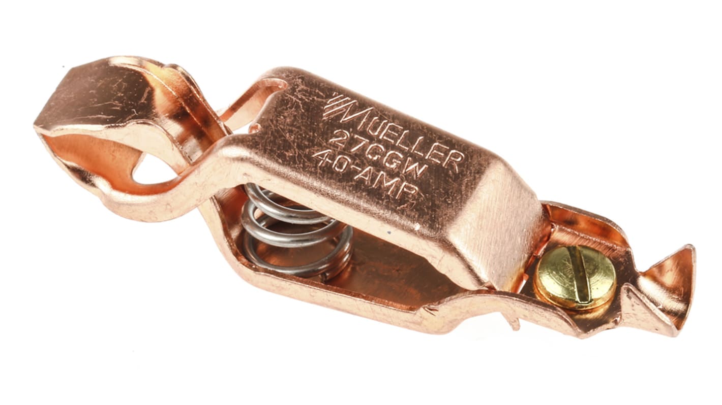 Mueller Electric 40A鳄鱼夹, 16mm开口, 铜触点