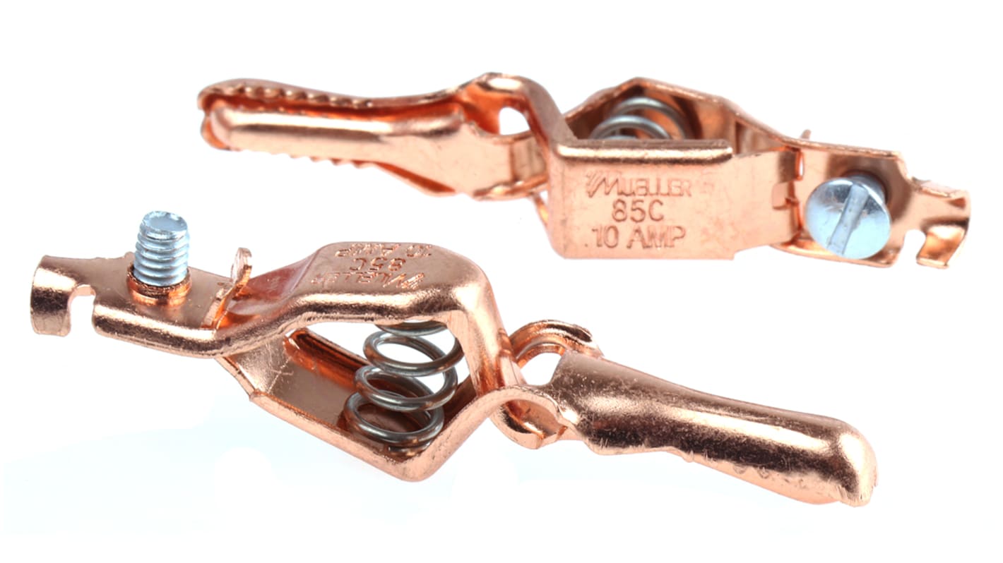 Mueller Electric Crocodile Clip, Copper Contact, 10A