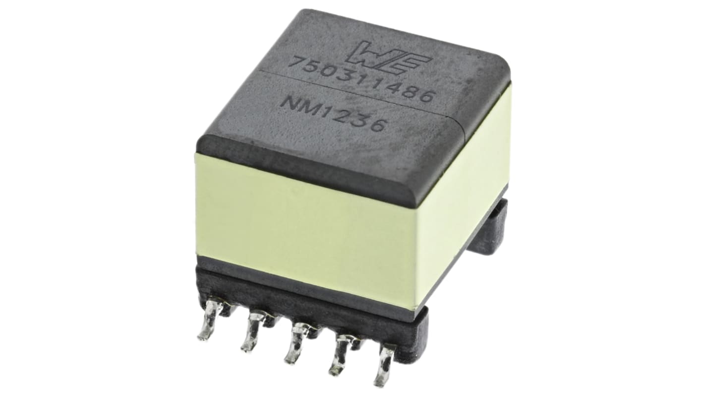 Wurth Elektronik Surface Mount Pulse Transformer 1:10 Turns Ratio, 100μH Prim. Inductance, 0.22Ω Prim. Resistance