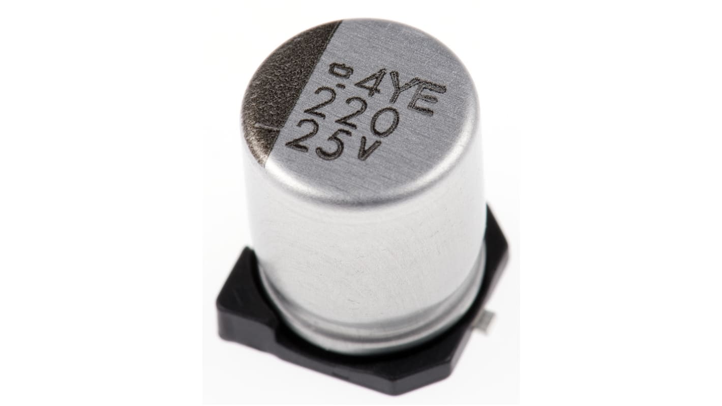 CHEMI-CON MVE, SMD Aluminium-Elektrolyt Kondensator 220μF ±20% / 25V dc, Ø 8mm x 10mm, bis 105°C