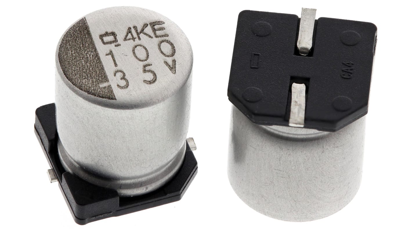 CHEMI-CON MVE, SMD Aluminium-Elektrolyt Kondensator 100μF ±20% / 35V dc, Ø 6.3mm x 7.7mm, bis 105°C