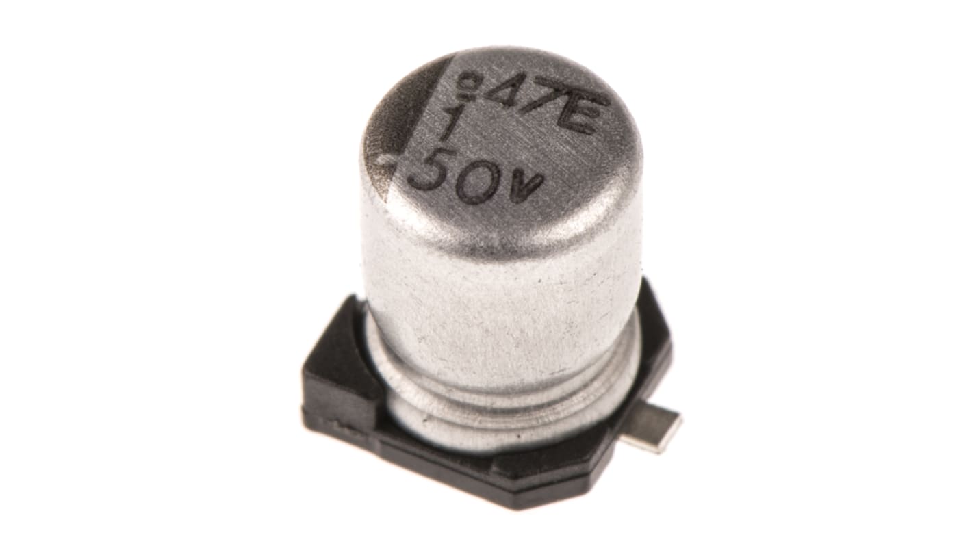 CHEMI-CON MVE, SMD Aluminium-Elektrolyt Kondensator 1μF ±20% / 50V dc, Ø 4mm x 5.2mm, bis 105°C