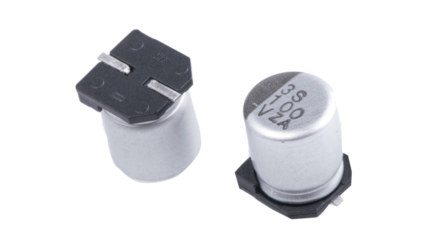 CHEMI-CON MZA, SMD Aluminium-Elektrolyt Kondensator 100μF ±20% / 35V dc, Ø 6.3mm x 7.7mm, bis 105°C