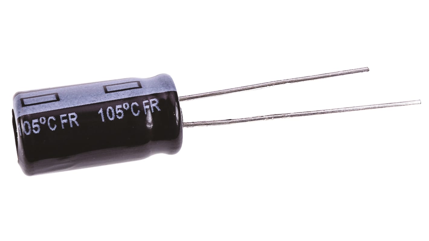 Panasonic 100μF Aluminium Electrolytic Capacitor 63V dc, Radial, Through Hole - EEUFR1J101L