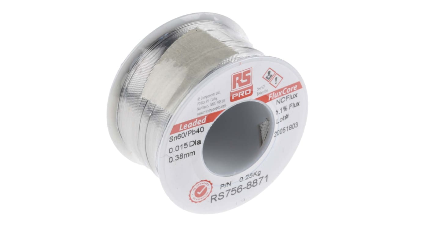 RS PRO Wire, 0.4mm Lead solder, 183°C Melting Point