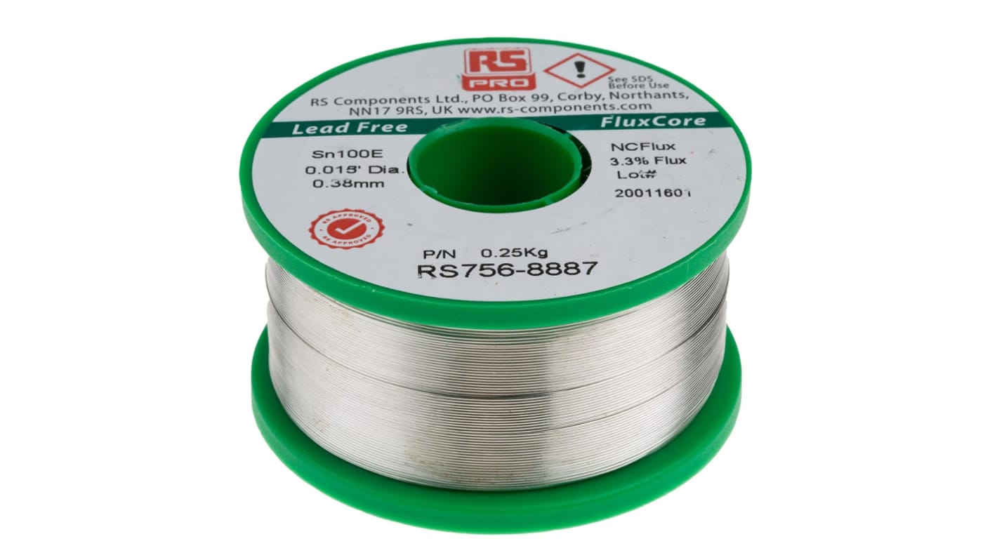 RS PRO Wire, 0.38mm Lead Free Solder, 228°C Melting Point