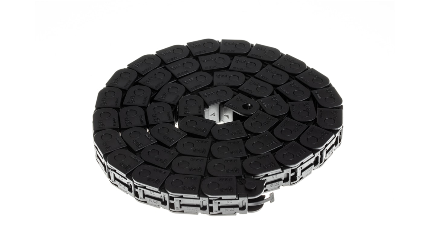 Igus 7, e-chain Black Cable Chain - Flexible Slot, W16.5 mm x D15mm, L1m, 18 mm Min. Bend Radius, Igumid G