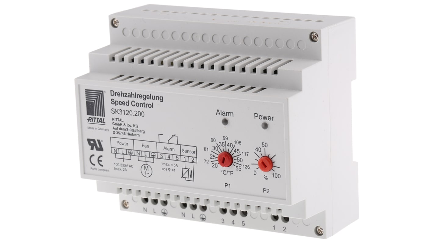 Rittal TopTherm Series Fan Speed Controller for Use with TopTherm Fan & Filter Units, 115 → 230 V ac, 2A Max