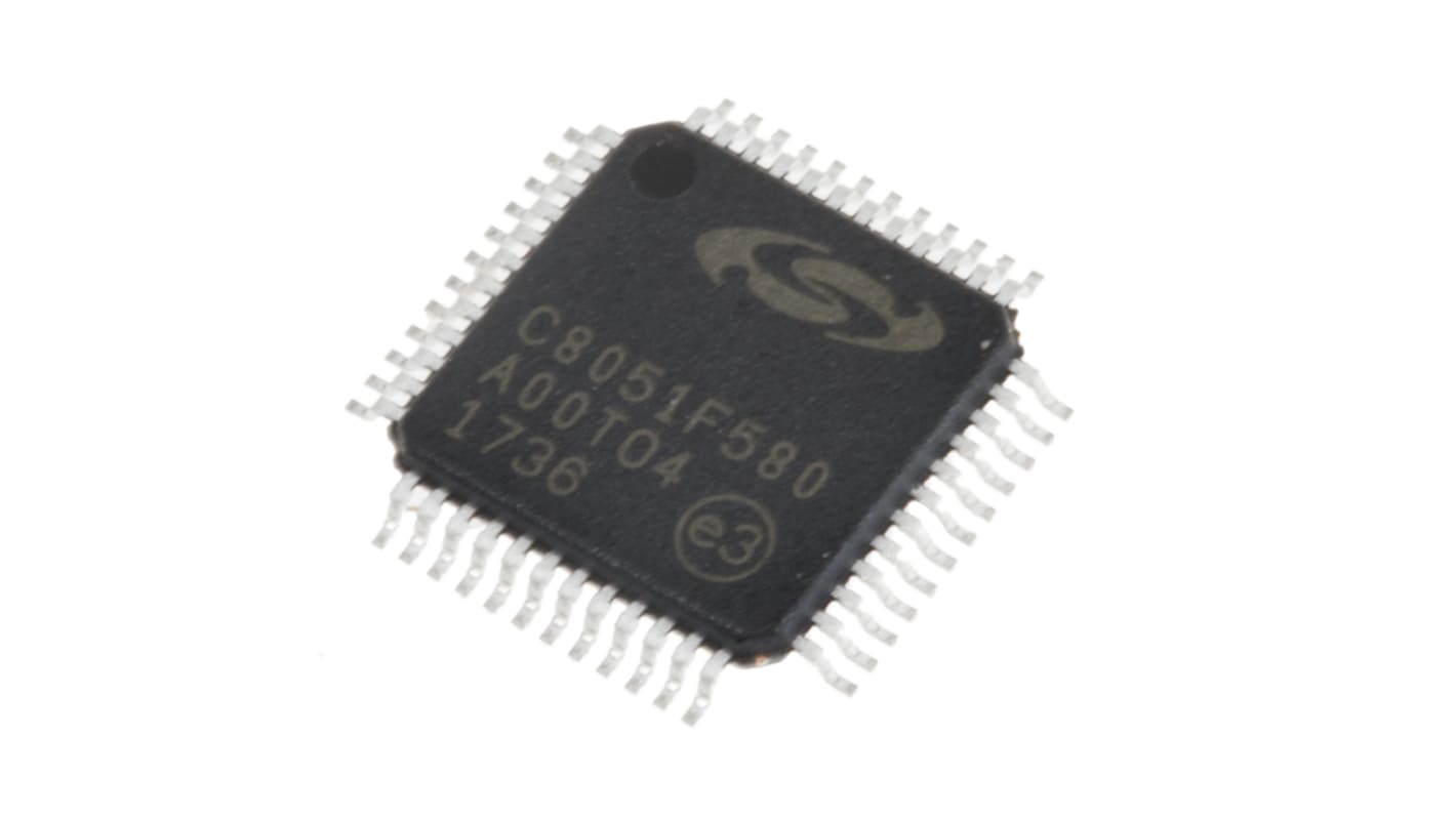 Silicon Labs C8051F580-IQ, 8bit 8051 Microcontroller, C8051F, 24MHz, 128 kB Flash, 48-Pin QFP