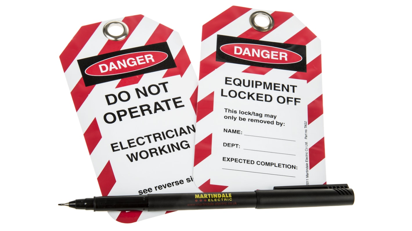 10 x x 'Do Not Operate, Electrician Working, Equipment Locked Off' Lockout Tag