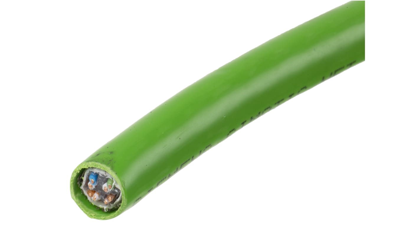 Cable Ethernet Cat6a S/UTP Siemens de color Verde, long. 20m, funda de PVC, Resistente al fuego