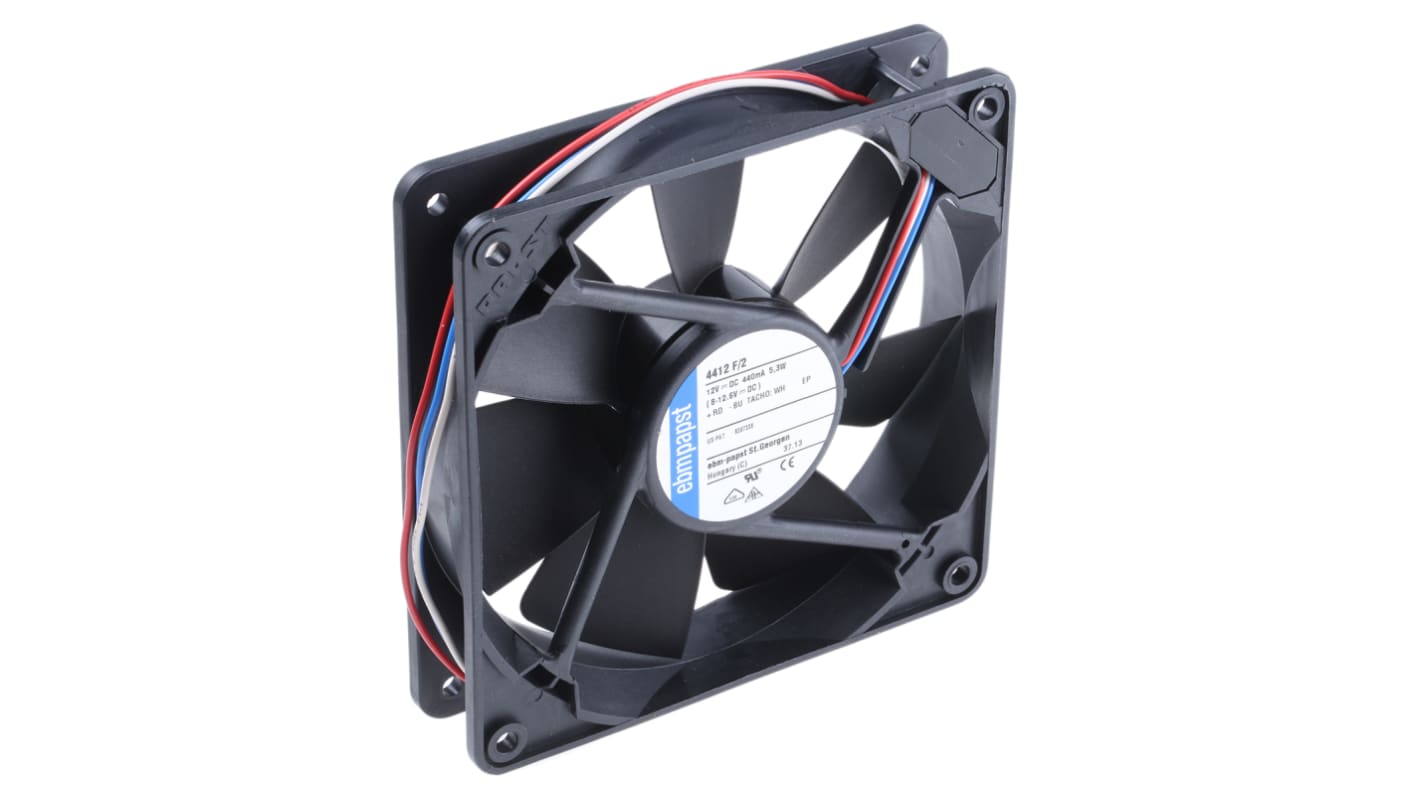 ebm-papst 4400 F Series Axial Fan, 12 V dc, DC Operation, 170m³/h, 5.3W, 119 x 119 x 25mm