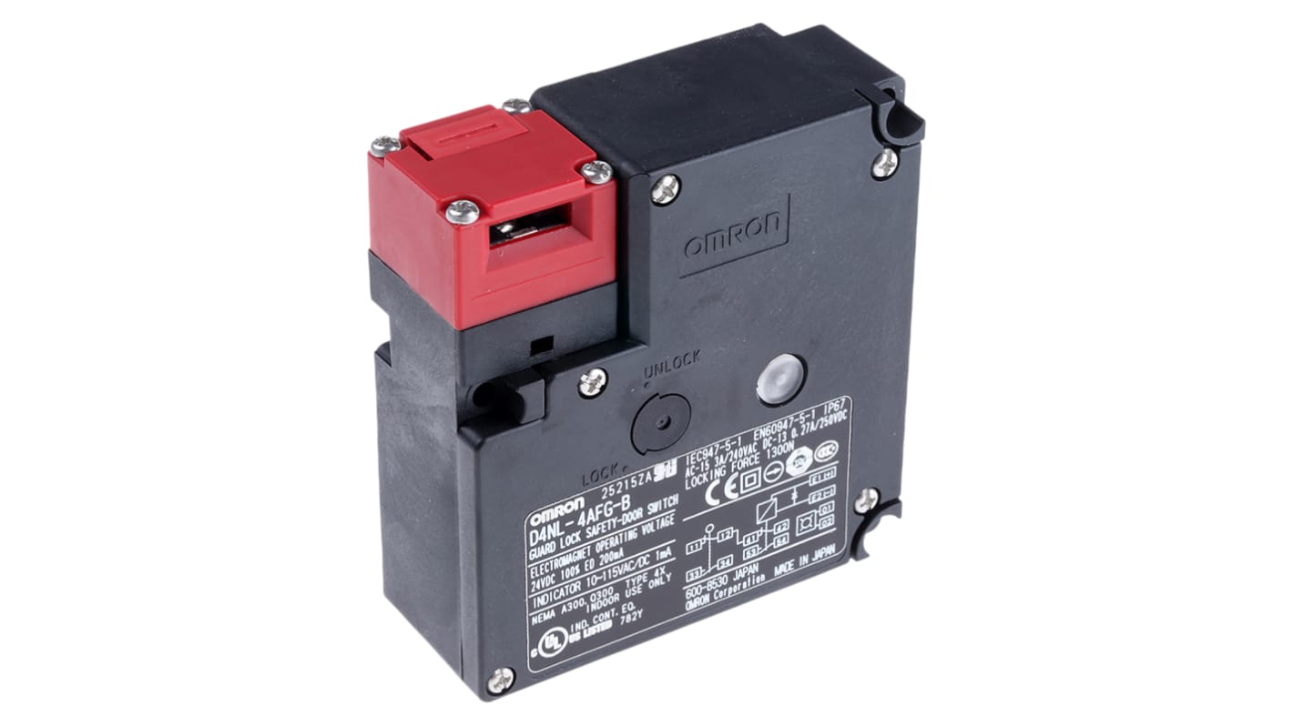 Omron D4NL Series Solenoid Interlock Switch, Power to Lock, 24V dc