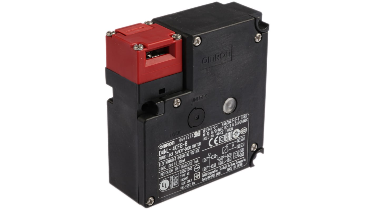 Omron D4NL Series Safety Switch, Power to Lock, 24V dc, 2NC + 1NC/1NO