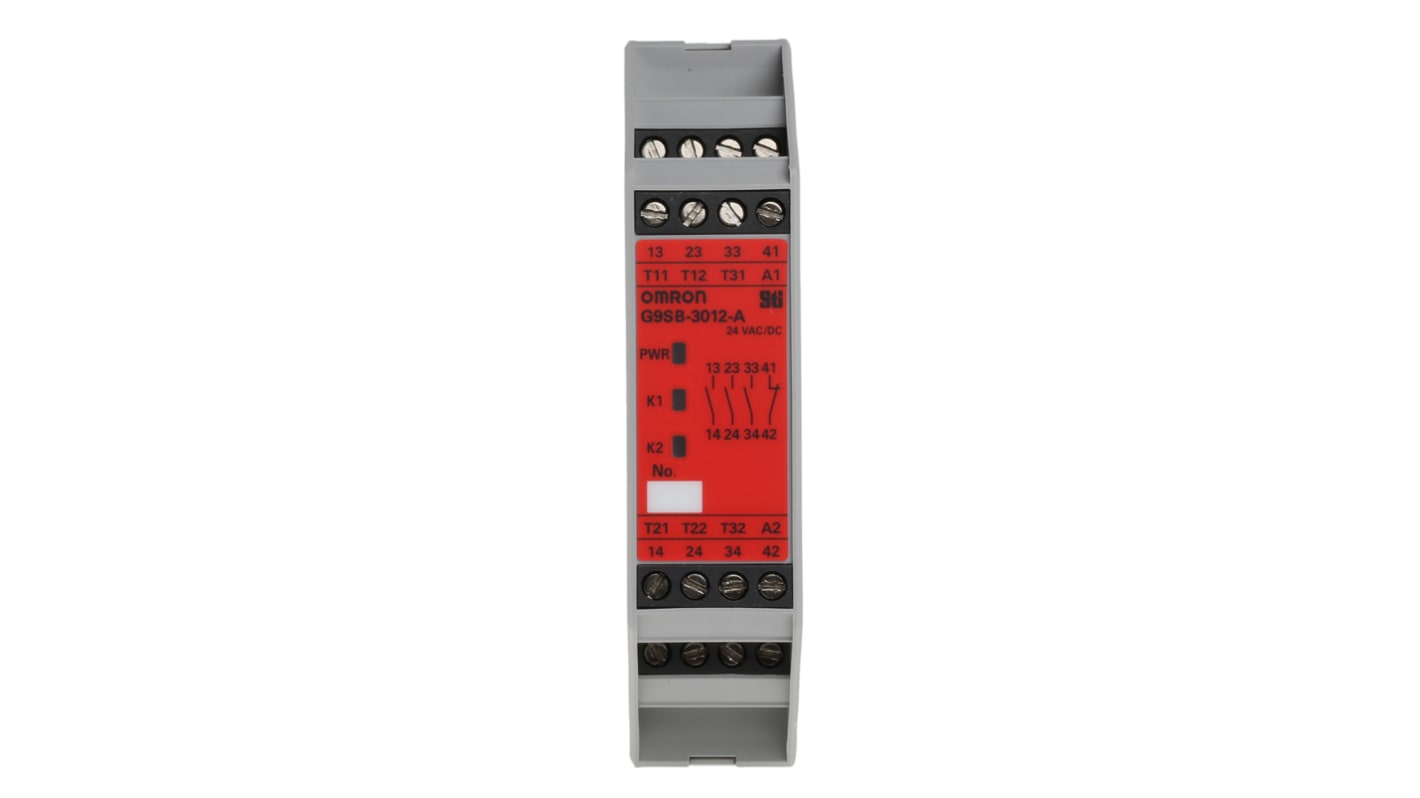 Omron G9SB Sicherheitsrelais, 24V ac/dc, 2-Kanal, 3 Sicherheitskontakte Not-Aus, 1 Hilfsschalter, 4 ISO 13849-1,