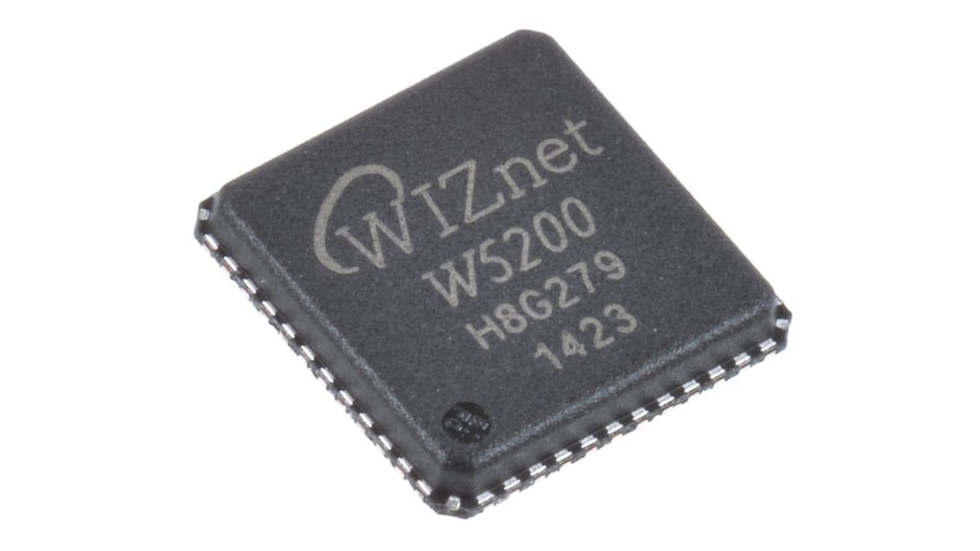 WIZnet Inc W5200, Ethernet Controller, 10Mbps MDI/MDIX, SPI, 3.63 V, 48-Pin QFN