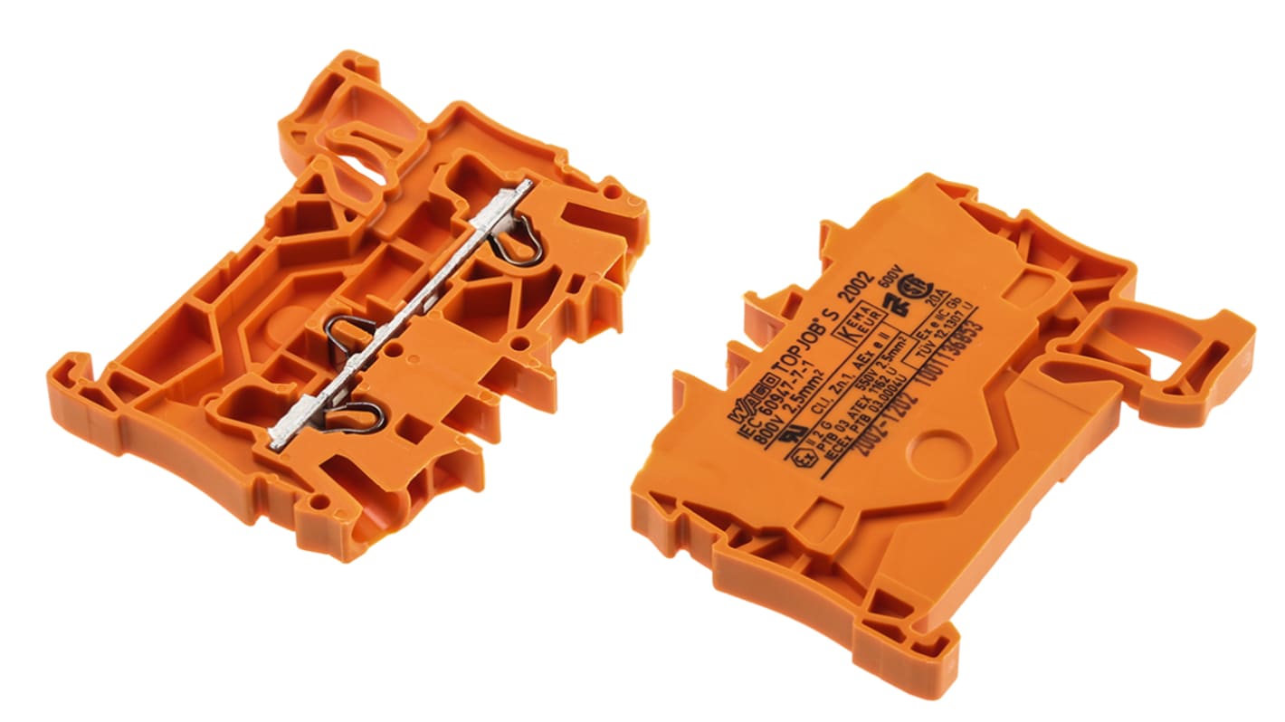 WAGO 2002-1202 TOPJOB S, 2002 Series Orange, 2.5mm², Single-Level, Push-In Cage Clamp Termination, ATEX, IECEx