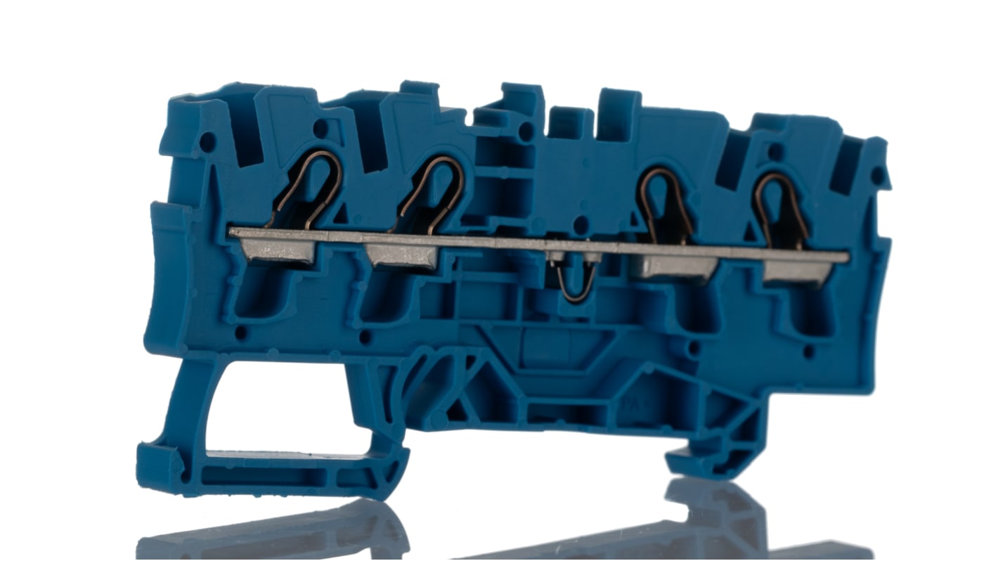 WAGO 2004-1404 TOPJOB S, 2004 Series Blue, 4mm², Single-Level, Push-In Cage Clamp Termination, ATEX, IECEx