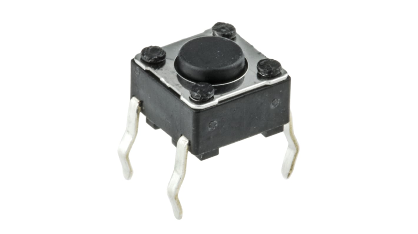 Alps Alpine Black Stem Tactile Switch, SPST 50 mA @ 12 V dc 4.3mm Surface Mount