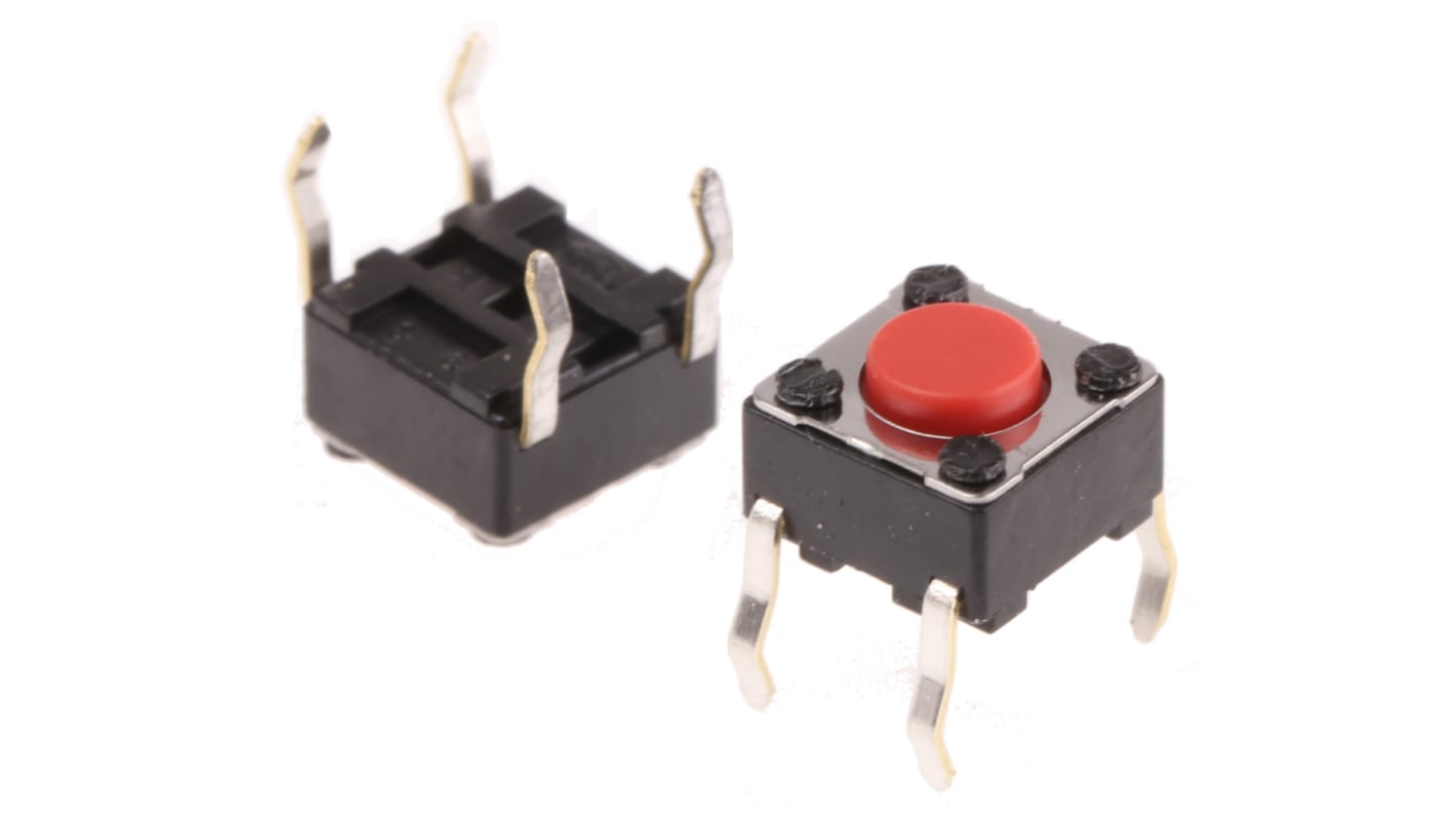 Alps Alpine Red Stem Tactile Switch, SPST 50 mA @ 12 V dc 4.3mm Surface Mount