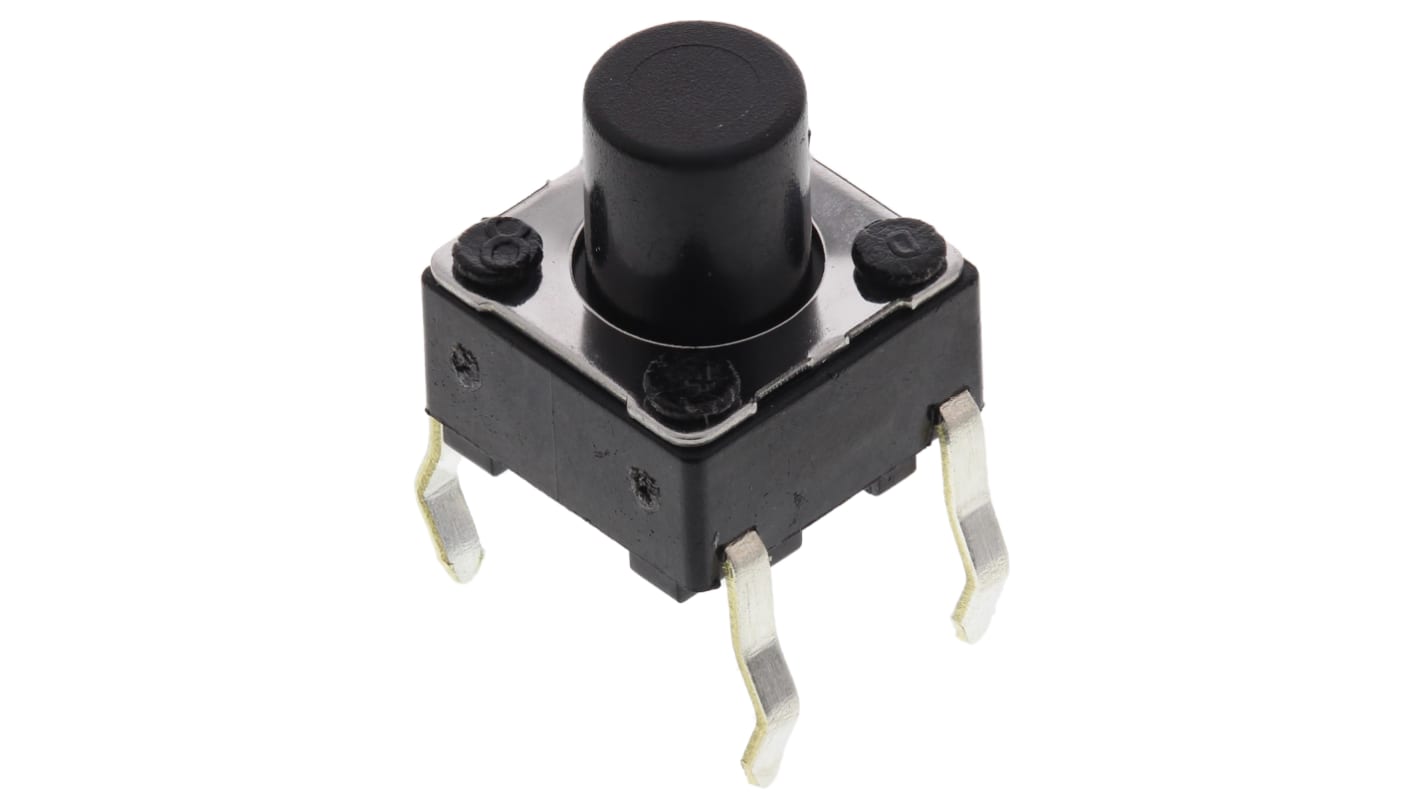 Alps Alpine Black Stem Tactile Switch, SPST 50 mA @ 12 V dc 7mm Surface Mount