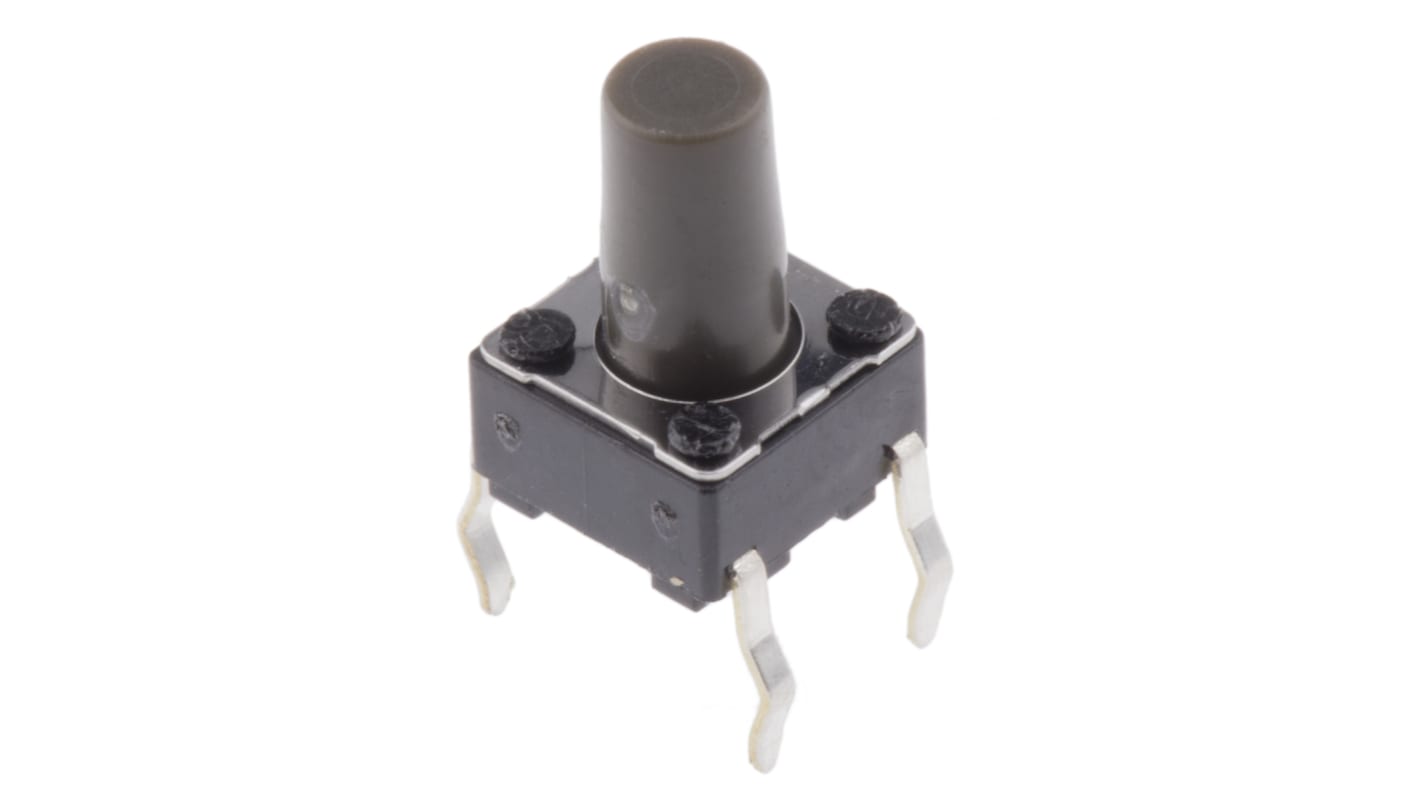 Alps Alpine 轻触开关, 表面安装, 通孔端接, SPST, 6 x 6 x 9.5mm, 灰色执行器