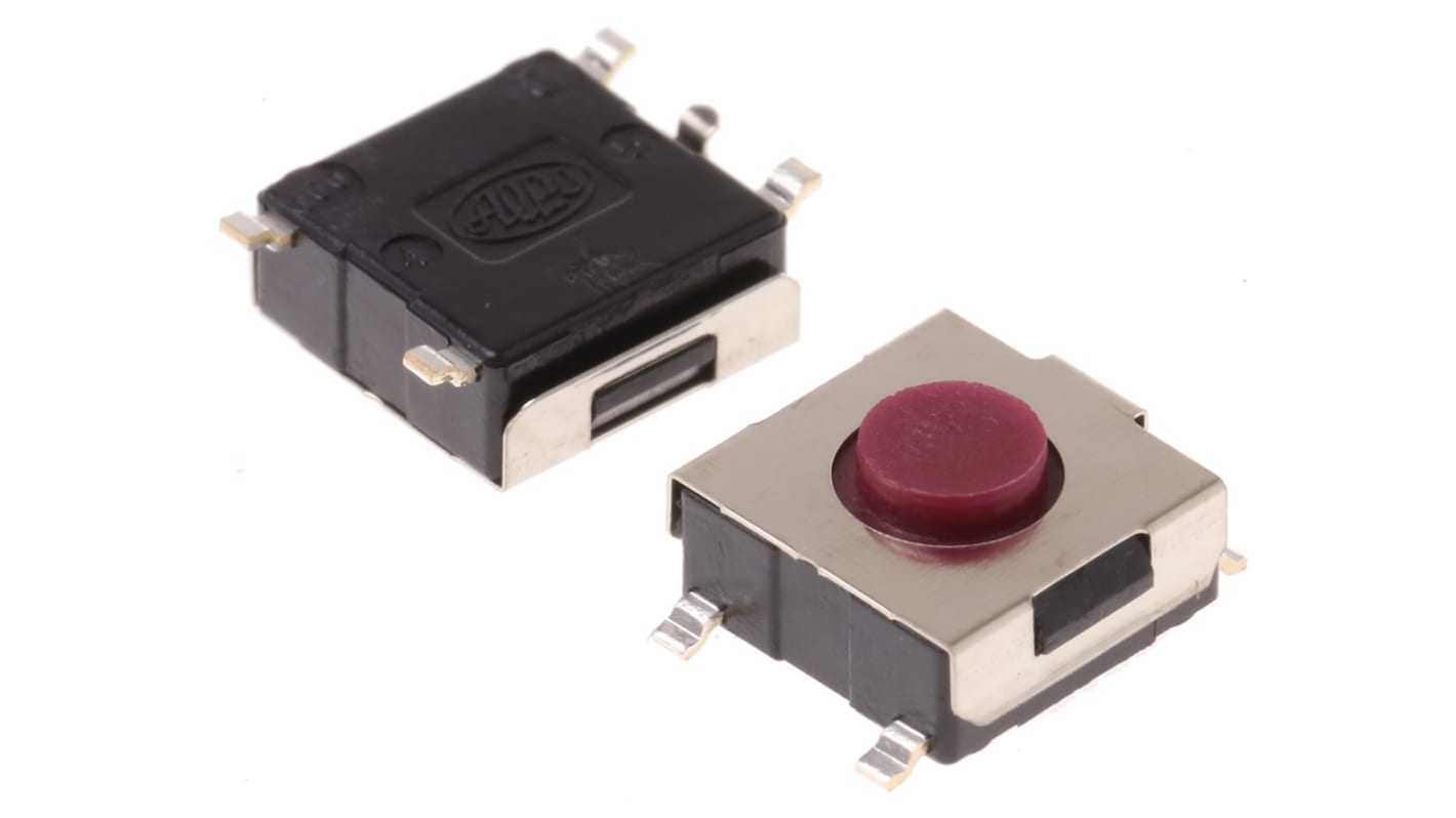 Alps Alpine Red Stem Tactile Switch, SPST 50 mA @ 12 V dc 3.1mm Surface Mount