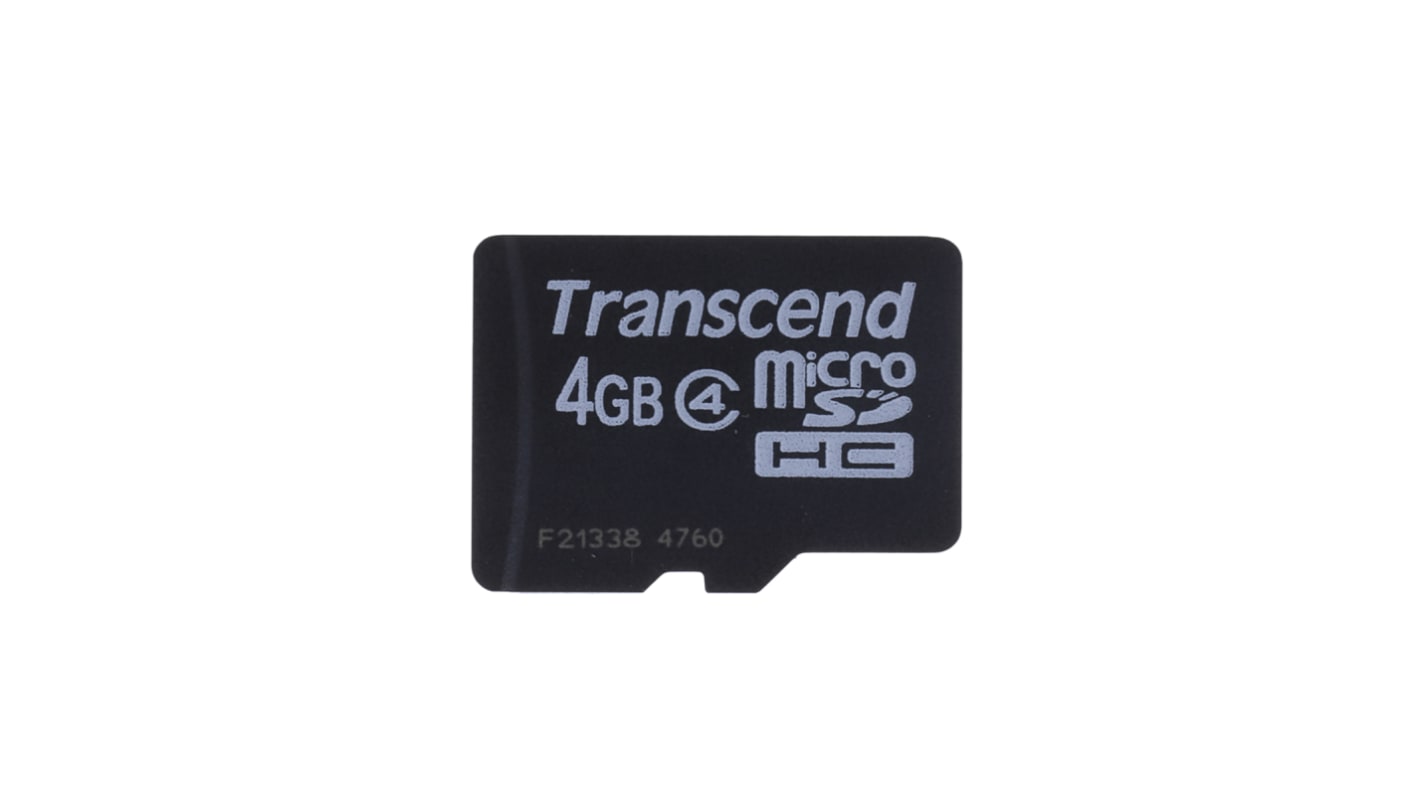 Transcend 4 GB MicroSDHC卡, MLC, Class 4, -25 → +85°C