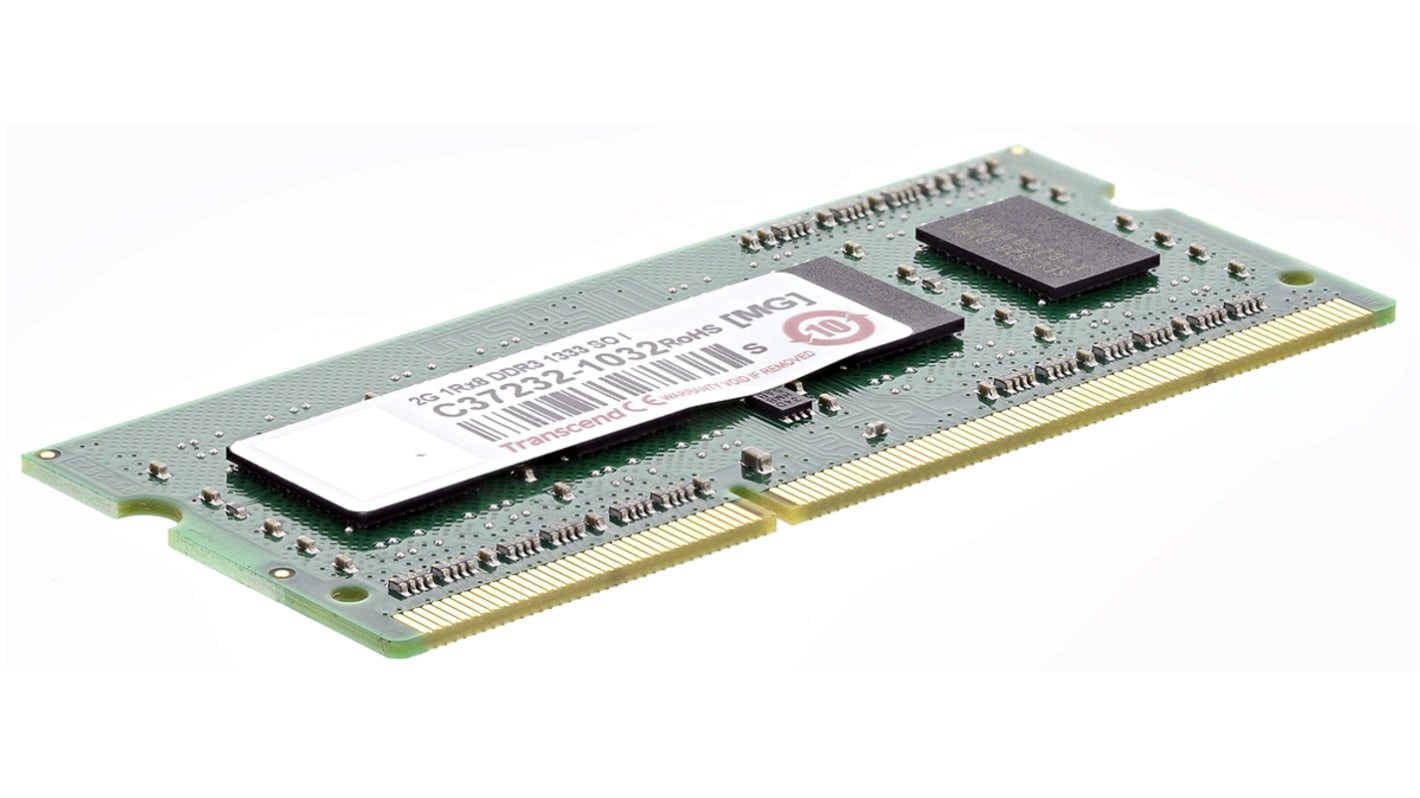 Transcend 笔记本内存, 2 GB, DDR3, 1333MHz, SODIMM插槽