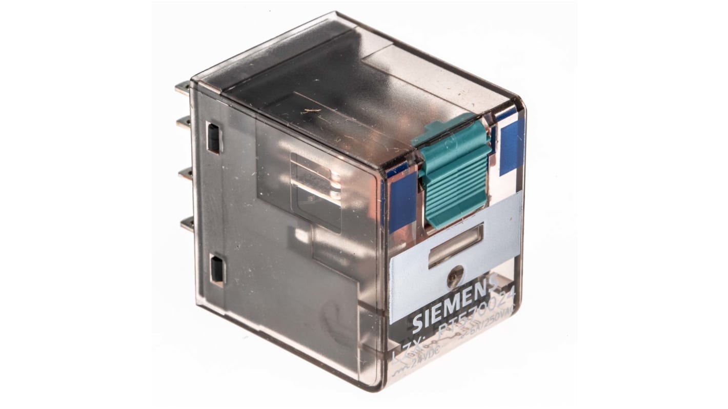 Siemens 功率继电器, 24V 直流线圈, 6A切换, 4PDT, 4极, 插入式安装, LZX系列