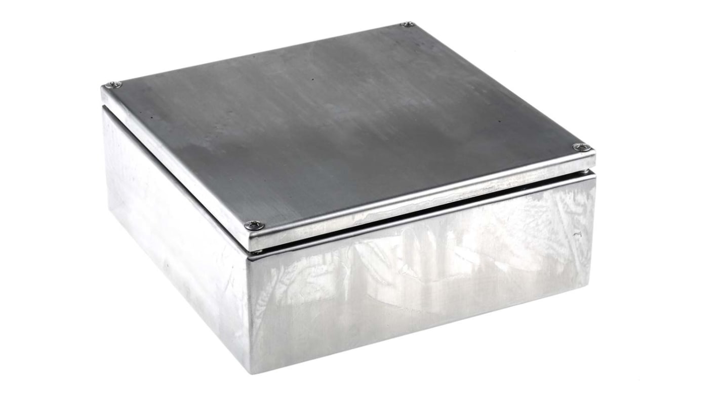 RS PRO Unpainted Stainless Steel Terminal Box, IP66, 200 x 200 x 80mm