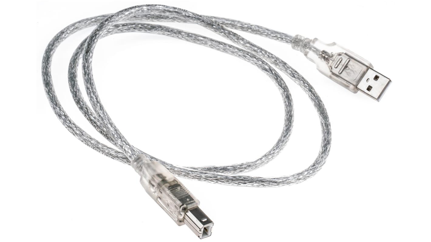 Cable USB RS PRO, long. 1m, color Transparente