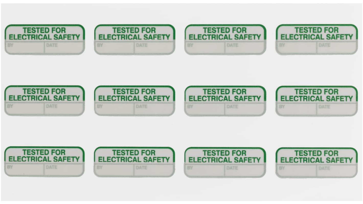 RS PRO 印刷済み緑ラベル 120枚入り 緑 White Tested For Electrical Safety