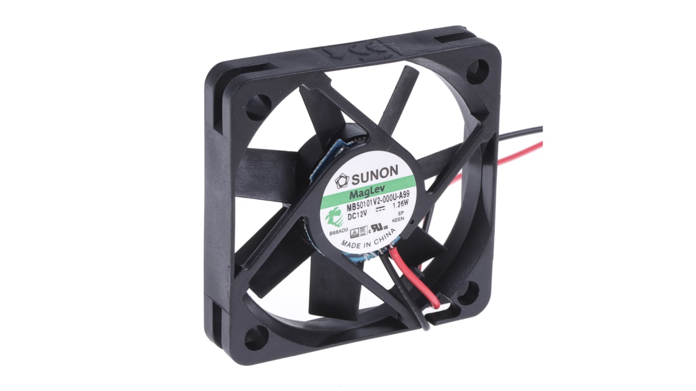 Sunon MB Series Axial Fan, 12 V dc, DC Operation, 18.7m³/h, 1.26W, 105mA Max, 50 x 50 x 10mm