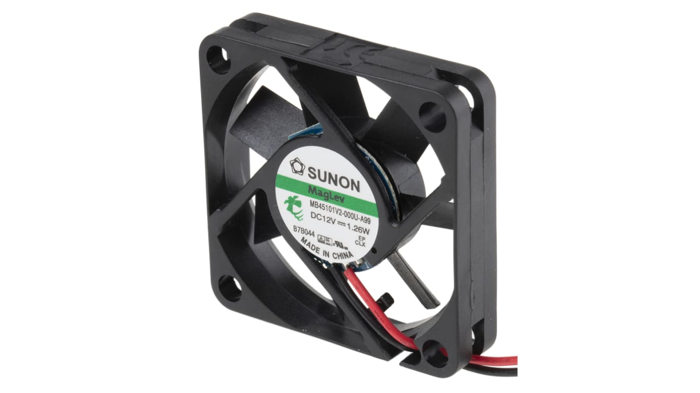 Sunon Aksial blæser, 45 x 45 x 10mm, 15.6m³/h, Vapo, 1.26W, 12 V dc, MB