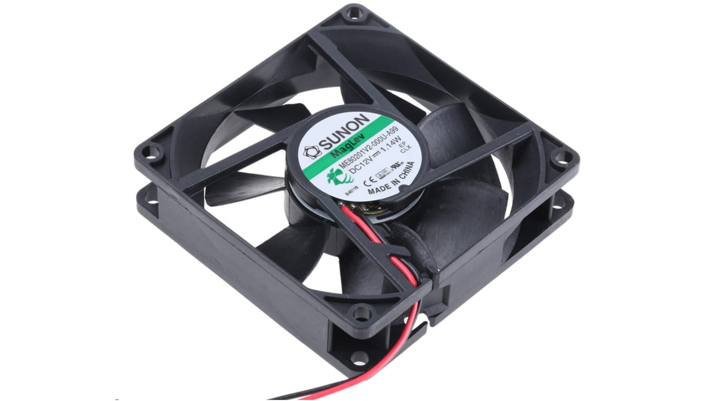 Ventola assiale in c.c. Sunon ME, 56.1m³/h, 12 V dc, 80 x 80 x 20mm
