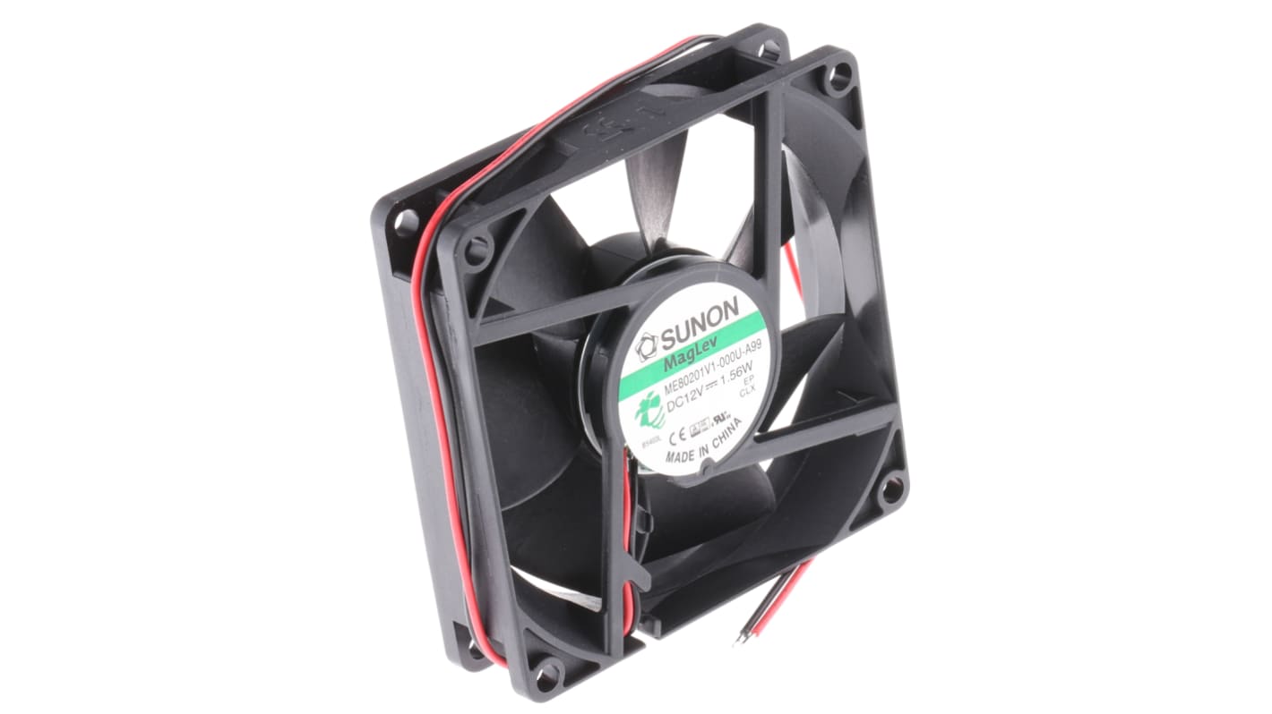 Sunon ME Series Axial Fan, 12 V dc, DC Operation, 61.2m³/h, 1.56W, 130mA Max, 80 x 80 x 20mm