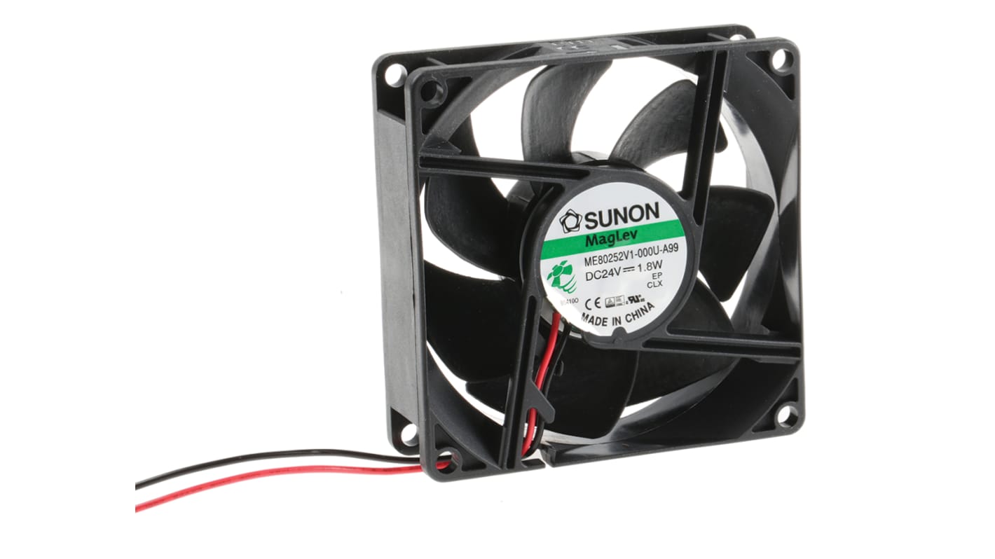 Sunon ME Series Axial Fan, 24 V dc, DC Operation, 69.7m³/h, 1.8W, 73mA Max, 80 x 80 x 25mm