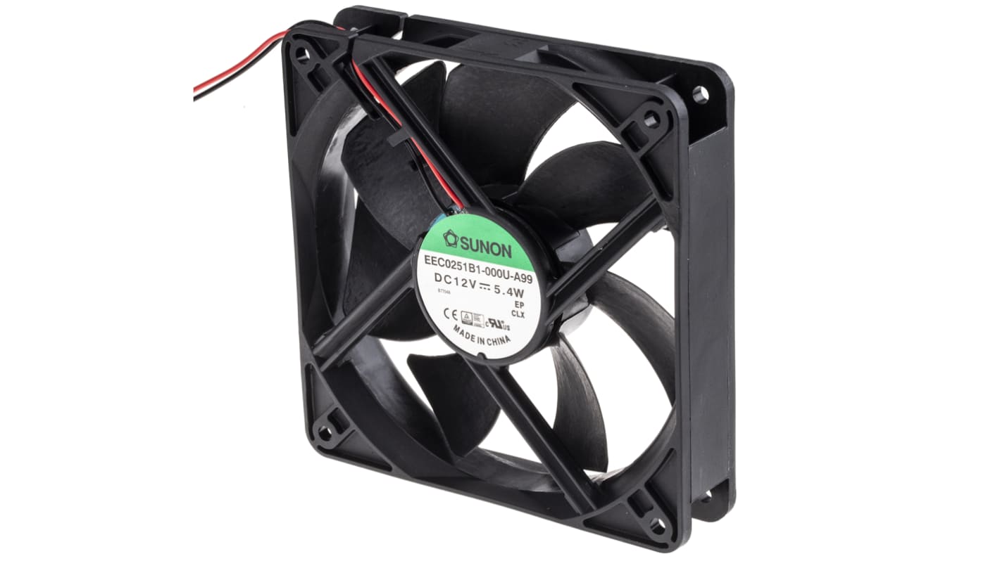 Sunon EE Series Axial Fan, 12 V dc, DC Operation, 184m³/h, 5.4W, 451mA Max, 120 x 120 x 25mm